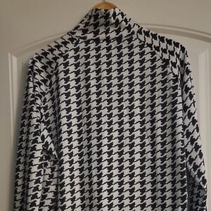 Black and White Houndstooth Mock Neck Men's Shirt